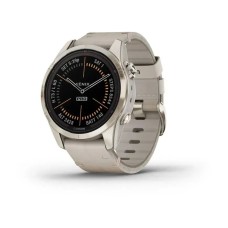 Смарт-часы Garmin fenix 7S Pro Sapphire Solar Edition нежно-золотистые с кожаным ремешком цвета известняка