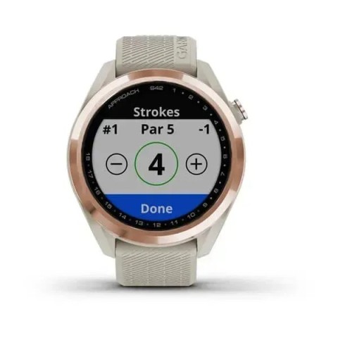 Смарт-годинник Garmin Approach S42 рожеве золото зі світло-пісочним ремінцем