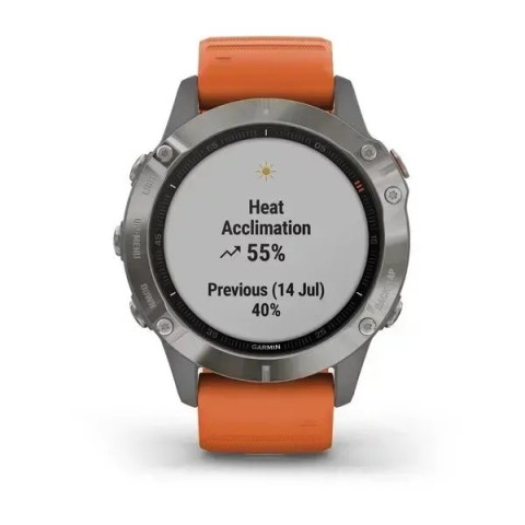Смарт-часы Garmin fenix 6 Pro Sapphire титановые с темно-оранжевым ремешком