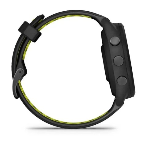 Смарт-часы Garmin Forerunner 265s с черным корпусом и черно-желтым силиконовым ремешком