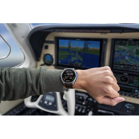 Авіаційний годинник Garmin D2 Mach 2 Titanium 47мм з Oxford Brown із коричневим шкіряним ремінцем 010-02904-31