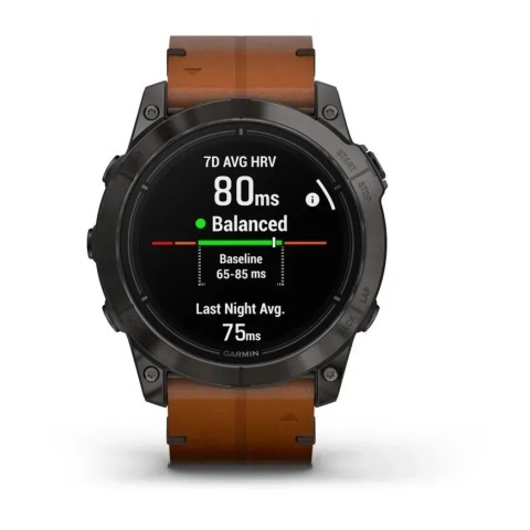 Смарт-годинник Garmin epix Pro Gen 2 Sapphire Edition (51 мм) карбоново-сірий титановий DLC з каштановим шкіряним ремінцем