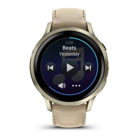 Спортивний годинник Garmin Venu 4 41мм Lunar Gold із шкіряним ремінцем 010-03013-03