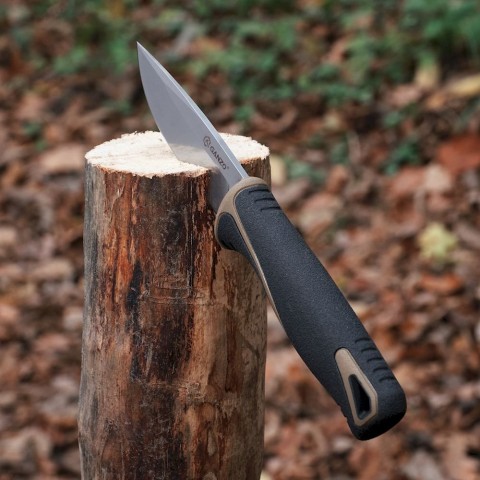 Ніж фіксований туристичний Ganzo G807 (8.8 см) 9CR14 / PP+TPR бежевий з чохлом
