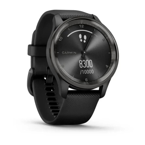 Смарт-часы Garmin vivomove Trend с грифельным стальным безелем, черными корпусом и ремешком