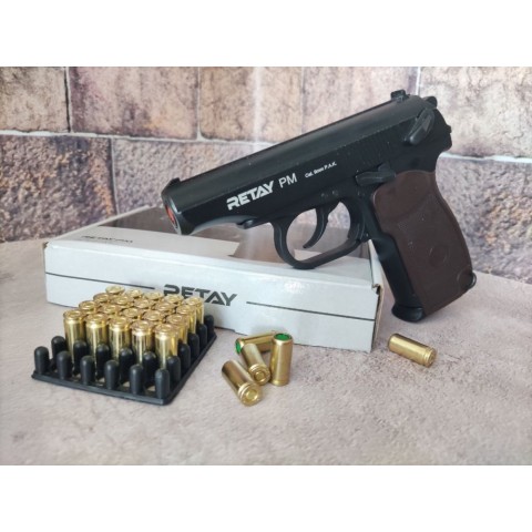 Пистолет стартовый Retay PM Makarov Black 9мм Small SET