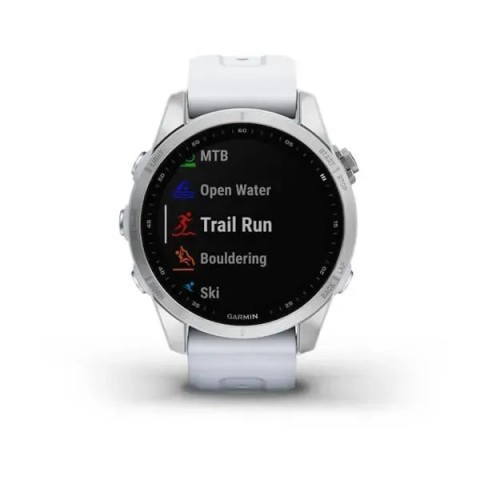 Смарт-годинник Garmin fenix 7S сріблястий з ремінцем кольору білого каменю