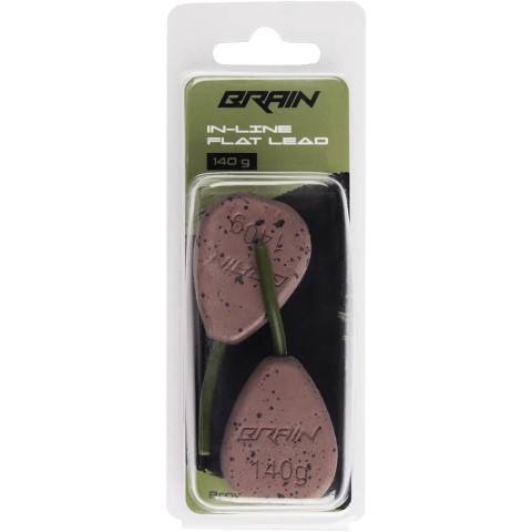 Грузило Brain In-Line Flat Lead 42g 2шт/уп brown