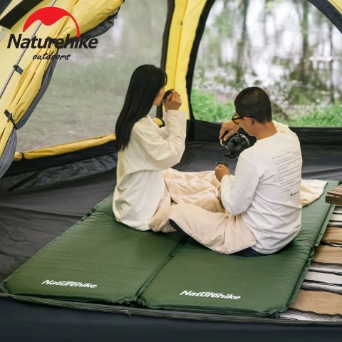 Матрац туристичний надувний двомісний Naturehike CNH22DZ018, надлегкий, 196x120x7 см, зелений, для туризму із мішком для надування