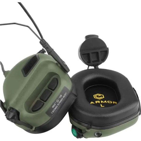 Активні навушники Earmor M31H, з тримачем ARC Rails на каску green