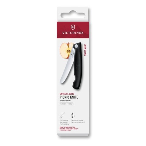 Складаний ніж для пікніка Victorinox Swiss Classic 11см хвил чорн 6.7833.F