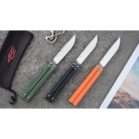 Нiж метелик (балiсонг) Ganzo G766 (8.9 см) 440С / G10 зелений