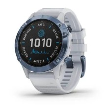 Смарт-часы Garmin fenix 6 Pro Solar Edition минерально-синие с белым ремешком