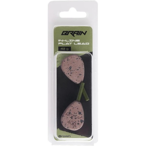 Грузило Brain In-Line Flat Lead 42g 2шт/уп Brown