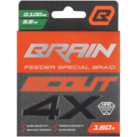 Шнур Brain Scout 4X 150m (deep green) 0.100mm 5.8kg