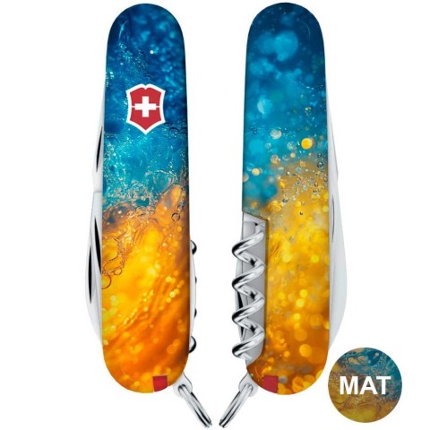 Ніж Victorinox Spartan Ukraine 91мм,13функ ,Жовто-сині бризки