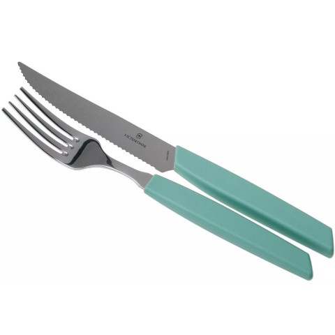 Набір кухонний Victorinox Swiss Modern Table Set 12шт з мятн. ручкою (6 ножів steak, 6 віделок)