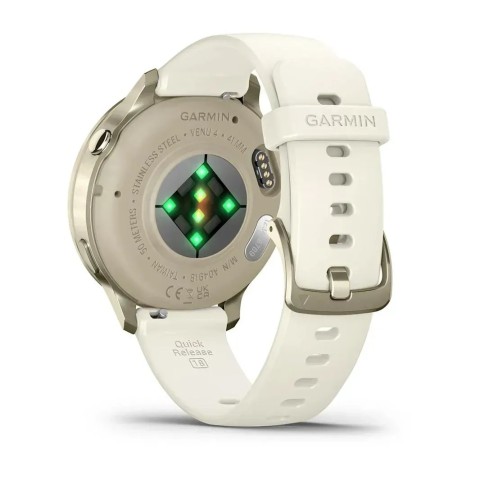 Смарт-годинник Garmin Venu 4 (41 мм) місячне золото з силіконовим ремінцем кольору слонової кістки
