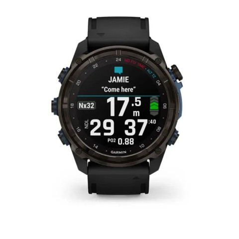 Смарт-часы Garmin Descent Mk3i (51 мм) карбоново-серые DLC титановые с черным силиконовым ремешком и Descent T2 Transceiver