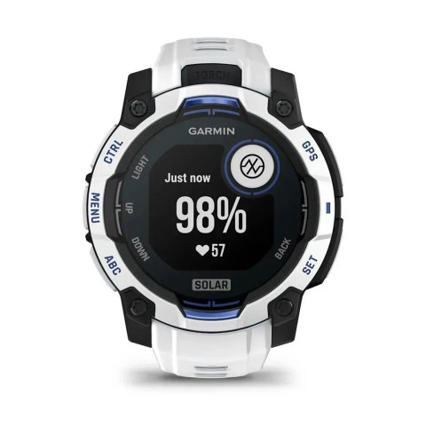 Смарт-годинник Garmin Instinct 3 (45 мм) Solar білий камінь/білий/синя блискавка
