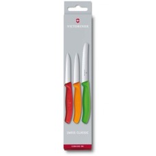 Набір кухонний Victorinox SwissClassic Paring Set 3 ножа з черв,помар,зел. ручкою (8,8,11см) у подар.упак.