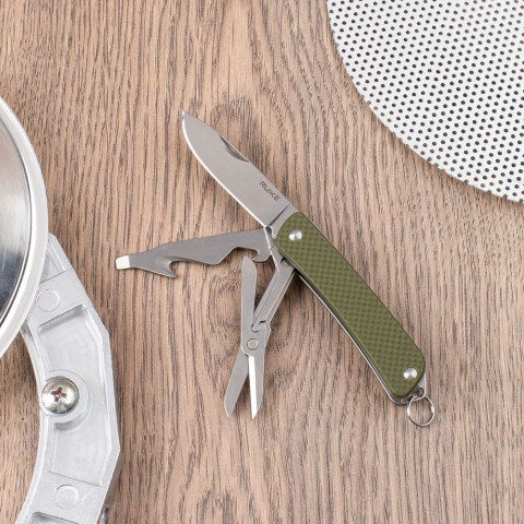 Багатофункціональний ніж Ruike Criterion S31, (5.3 см) 12C27 / G10 зелений, 6 інстр.