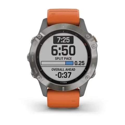 Смарт-годинник Garmin fenix 6 Pro Sapphire титановий з темно-оранжевим ремінцем