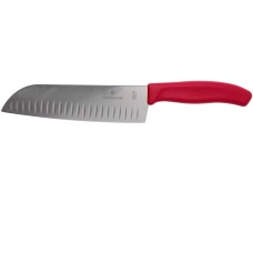 Нож кухонний Victorinox SwissClassic Santoku Fluted, 17 см, красный, подар. кор.