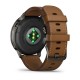 Смарт-годинник Garmin Venu 4 (45 мм) сланцевий з чорним силіконовим ремінцем та коричневим шкіряним