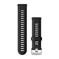Сменные ремешки для смарт-часов Garmin Forerunner (22 мм) силиконовые, черные с серебристой фурнитурой