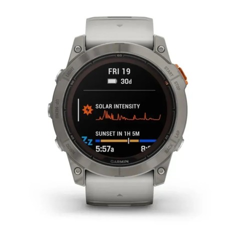 Смарт-годинник Garmin fenix 7X Pro Sapphire Solar Edition титановий з туманно-сірим/темно-помаранчевим ремінцем