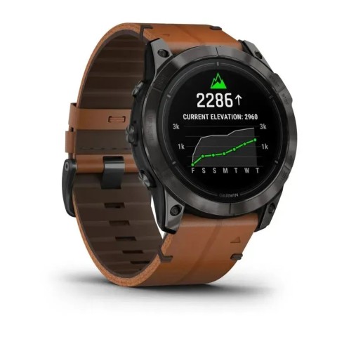 Смарт-часы Garmin epix Pro Gen 2 Sapphire Edition (51 мм) карбоново-серые титановые DLC с каштановым кожаным ремешком