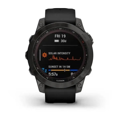 Смарт-годинник Garmin fenix 7 Sapphire Solar чорний титановий DLC з чорним ремінцем
