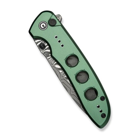 Ніж складаний туристичний Civivi Hyperpulse, (8.9 см) Damascus / Aluminum темно-зелений