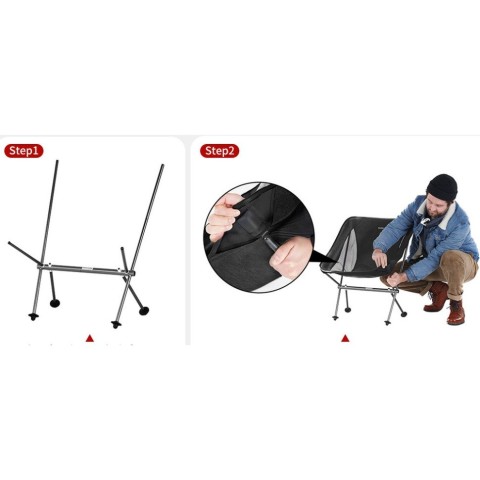 Стілець складаний Naturehike Stellaluna L04 CNK2450JJ015, розмір M, алюміній, чорний