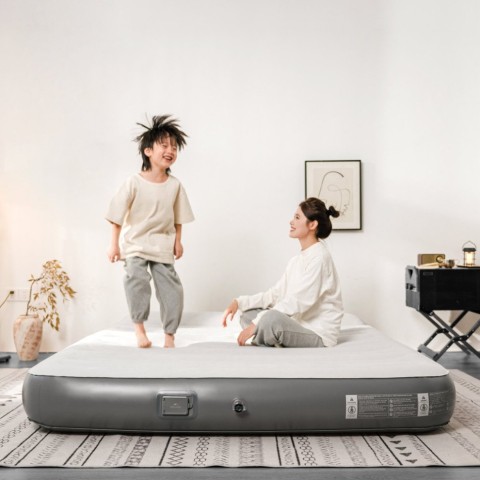 Самонадувний матрац, двомісний, із вбудованою помпою Naturehike CNK2450WS040, 250 мм, сірий