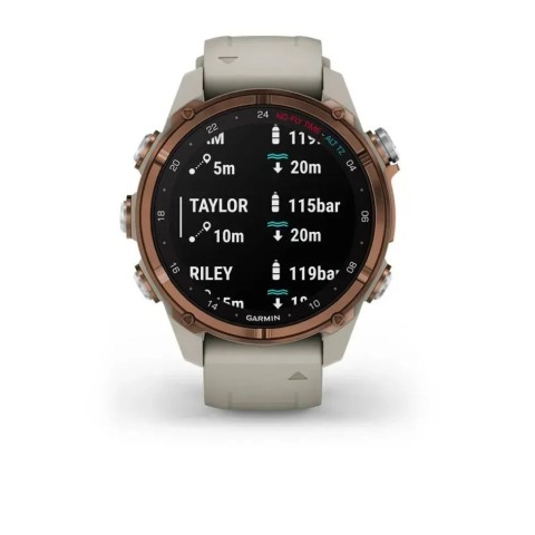 Смарт-годинник Garmin Descent Mk3i (43 мм) бронзовий PVD титановий із силіконовим ремінцем кольору французький сірий і Descent T