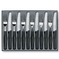 Набор столовых приборов Victorinox, 12 предметов, серрейтор, чёрный