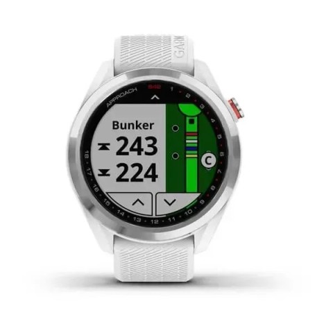 Смарт-часы Garmin Approach S42 полированное серебро с белым ремешком