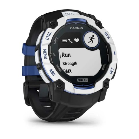 Смарт-годинник Garmin Instinct 3 (50 мм) Solar білий камінь/чорний/синя блискавка