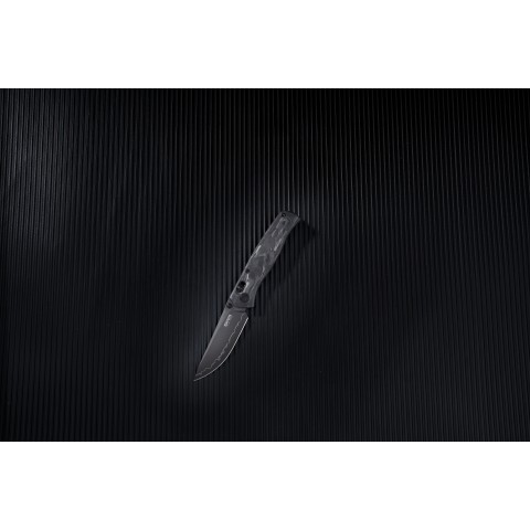 Ніж SRM Medal 255L-FB2, Lam. 140Cr, shred carbon-fiber, чорний