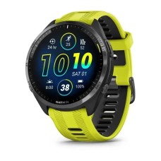 Смарт-часы Garmin Forerunner 965 с карбоново-серым титановым безелем, черным корпусом и желтым/черным силиконовым ремешком
