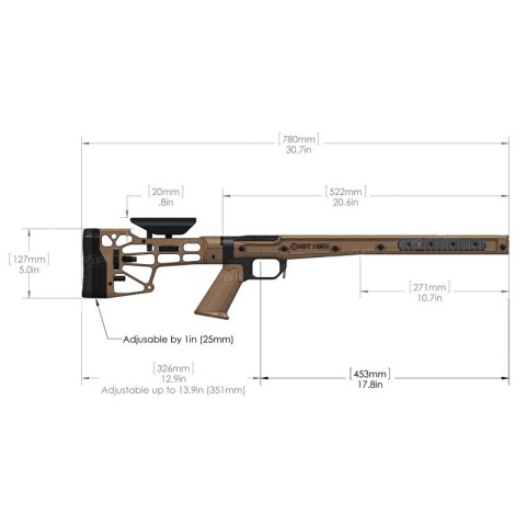 Ложа MDT HS3 для карабина Tikka T3 Short Action. Материал - алюминий. Цвет - песочный