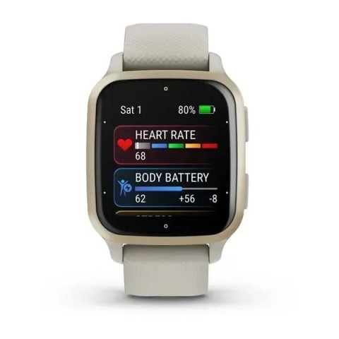 Смарт-годинник Garmin Venu Sq 2 Music Edition французький сірий з кремово-золотистим безелем