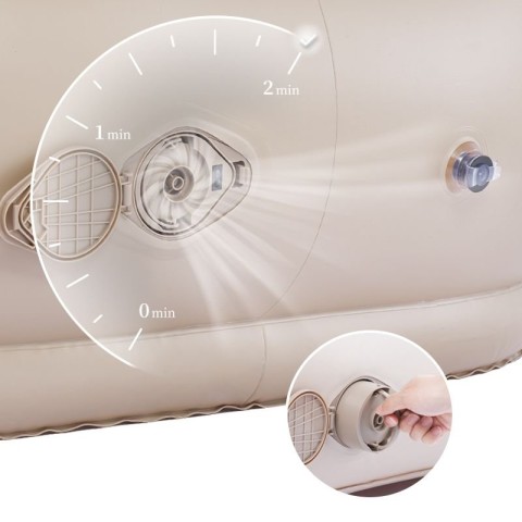 Матрац кемпінговий надувний одномісний Naturehike CNK2300DZ020, 180x90x60 см, бежевий із вбудованим насосом для надування