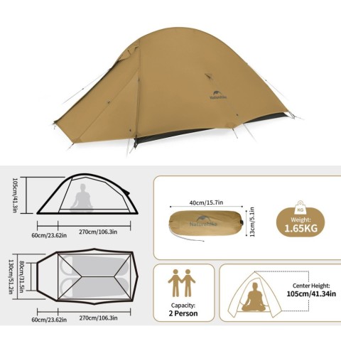 Намет надлегкий двомісний Naturehike Cloud Up Pro CNK2350WS020, коричневий