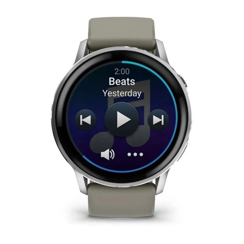 Смарт-часы Garmin Venu 4 (45 мм) серебристый с серебристо-серым силиконовым ремешком