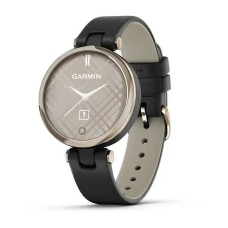 Смарт-годинник Garmin Lily Classic з кремово-золотистим безелем, чорним корпусом та італійським шкіряним ремінцем