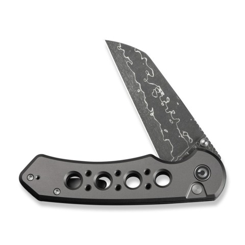 Ніж складаний туристичний Civivi Pragma Prime, (8.9 см) Damascus / Aluminum сірий