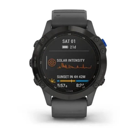 Смарт-часы Garmin fenix 6 Pro Solar Edition черные с серым ремешком